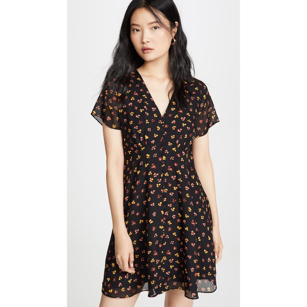 Madewell Silk Button-Front Swing Dress Floral size 2